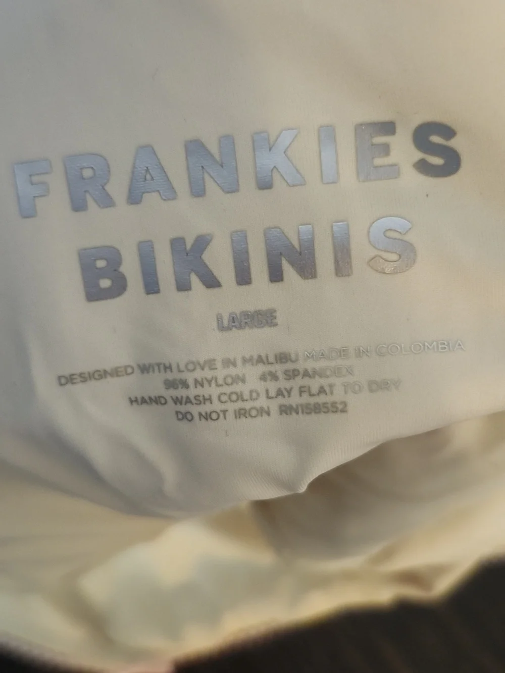 Frankies Bikinis Julianne Waffle Cheeky One Piece Swimsuit in Cream Sz L. NWT